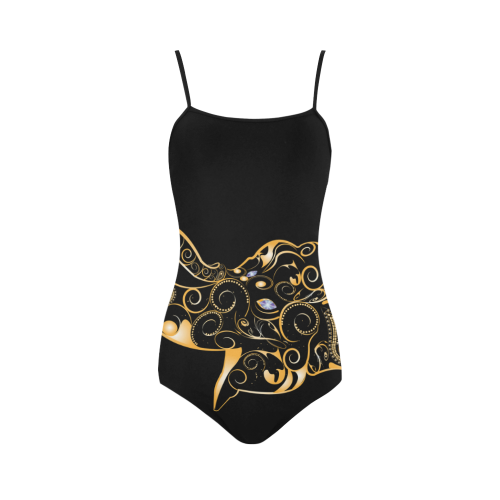 Wonderful gold, black elephant Strap Swimsuit ( Model S05)