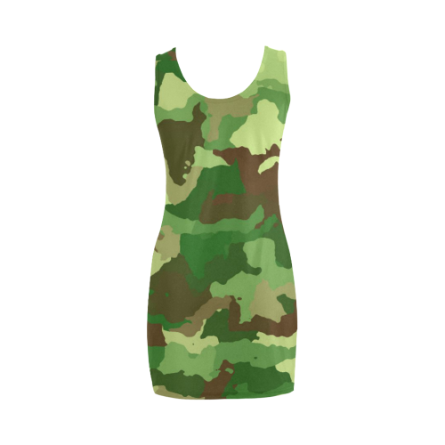 camouflage green Medea Vest Dress (Model D06)