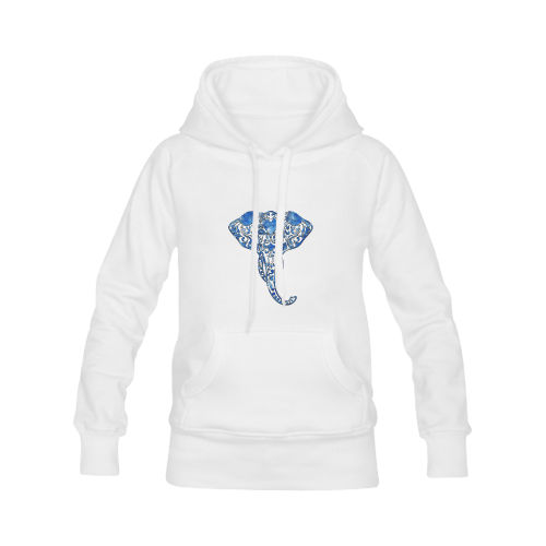 Blue Denim Elephant Women's Classic Hoodies (Model H07)