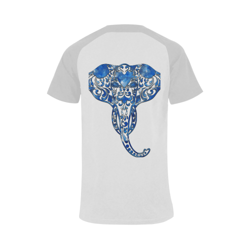 Blue Denim Elephant Men's Raglan T-shirt Big Size (USA Size) (Model T11)