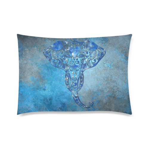 A blue watercolor elephant portrait in denim look Custom Zippered Pillow Case 20"x30"(Twin Sides)