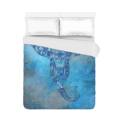 A blue watercolor elephant portrait in denim look Duvet Cover 86"x70" ( All-over-print)