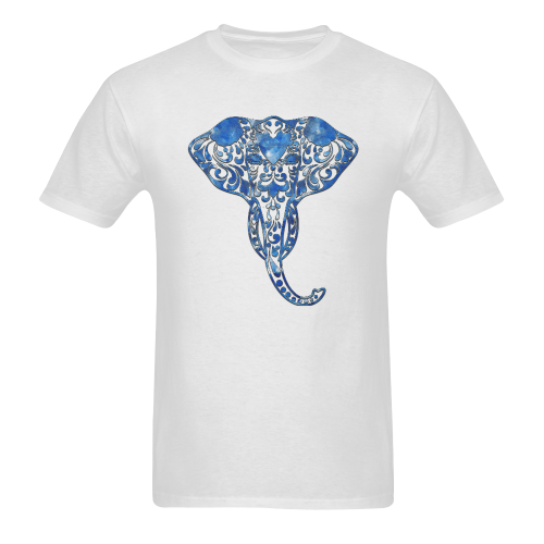 Blue Denim Elephant Sunny Men's T- shirt (Model T06)