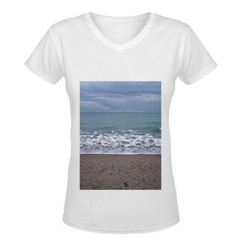 Foam on the Beach Women's Deep V-neck T-shirt (Model T19)