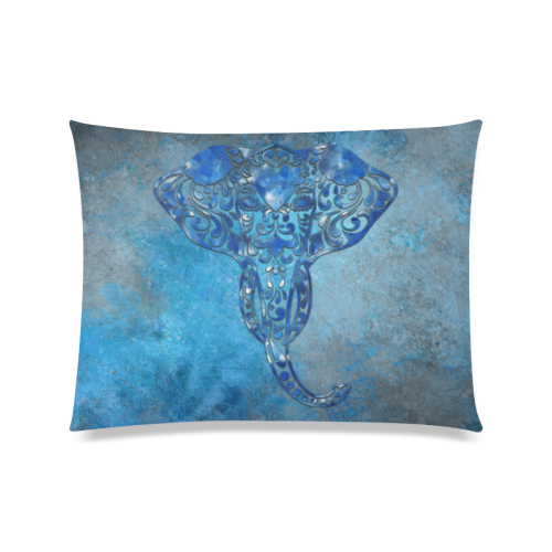 A blue watercolor elephant portrait in denim look Custom Zippered Pillow Case 20"x26"(Twin Sides)