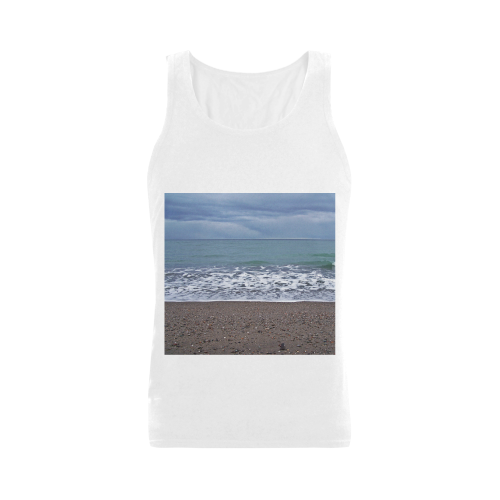 Foam on the Beach Plus-size Men's Shoulder-Free Tank Top (Model T33)