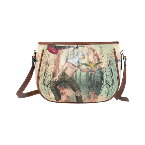 The birdman with birds Saddle Bag/Small (Model 1649) Full Customization