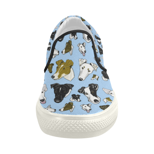 Smooth fox Terrier Lt Blue Women's Slip-on Canvas Shoes (Model 019)