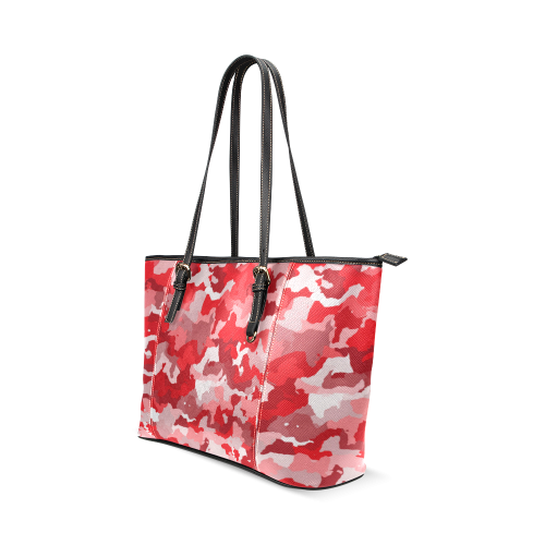 camouflage red Leather Tote Bag/Small (Model 1640)