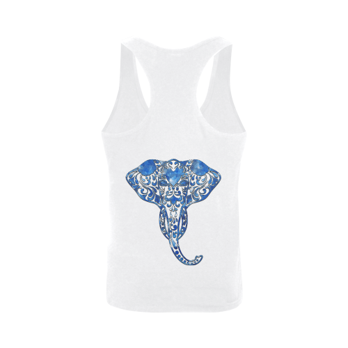 Blue Denim Elephant Plus-size Men's I-shaped Tank Top (Model T32)