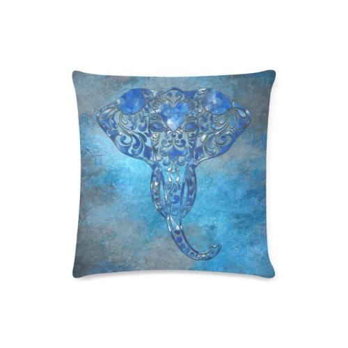 A blue watercolor elephant portrait in denim look Custom Zippered Pillow Case 16"x16"(Twin Sides)