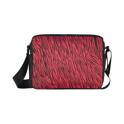 Red Zebra Stripes Animal Print Fur Classic Cross-body Nylon Bags (Model 1632)