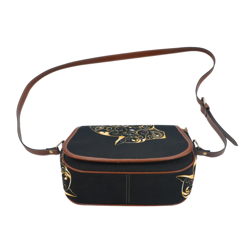 Wonderful gold, black elephant Saddle Bag/Small (Model 1649) Full Customization