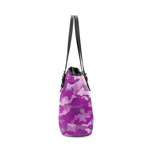 camouflage purple Leather Tote Bag/Small (Model 1640)