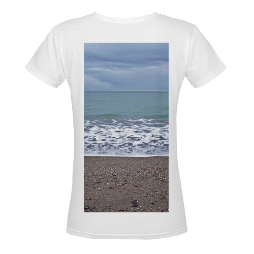 Foam on the Beach Women's Deep V-neck T-shirt (Model T19)