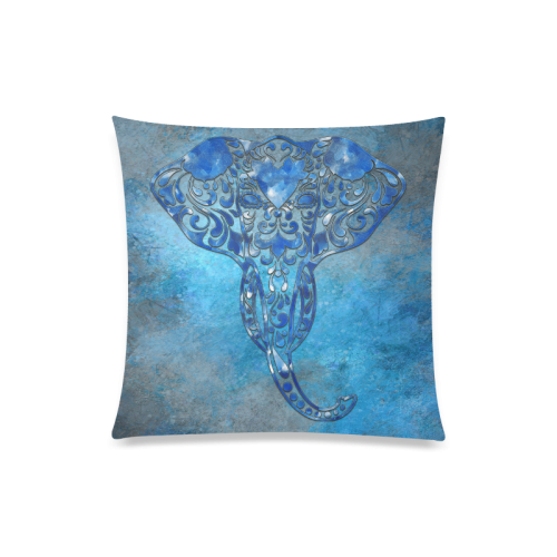 A blue watercolor elephant portrait in denim look Custom Zippered Pillow Case 20"x20"(One Side)