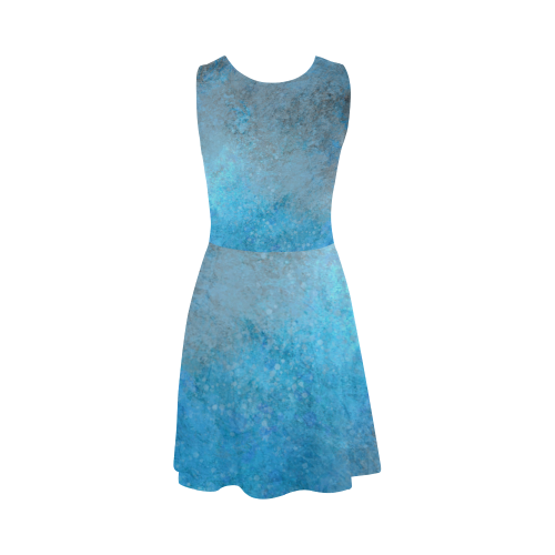 A blue watercolor elephant portrait in denim look Atalanta Sundress (Model D04)