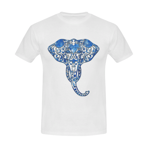 Blue Denim Elephant Men's Slim Fit T-shirt (Model T13)