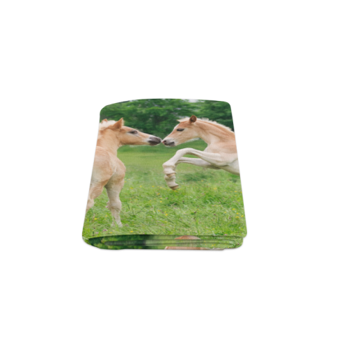 Haflinger Horses Cute Funny Pony Foals Playing Horse Rearing Blanket 50"x60"