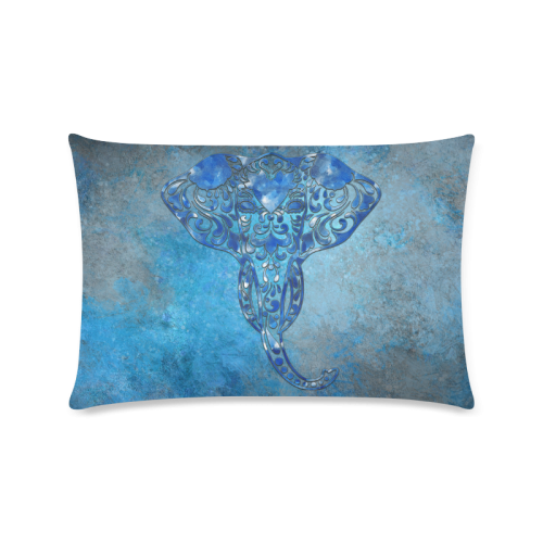 A blue watercolor elephant portrait in denim look Custom Rectangle Pillow Case 16"x24" (one side)