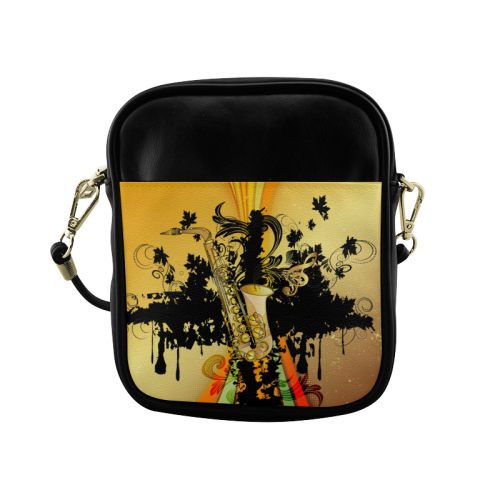 Saxophone with flowers Sling Bag (Model 1627)
