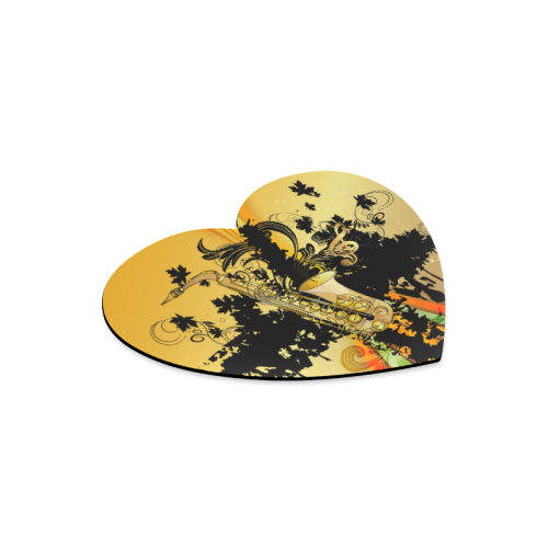 Saxophone with flowers Heart-shaped Mousepad