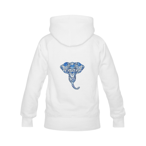 Blue Denim Elephant Women's Classic Hoodies (Model H07)