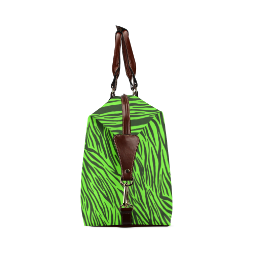 Green Zebra Stripes Animal Print Fur Classic Travel Bag (Model 1643)