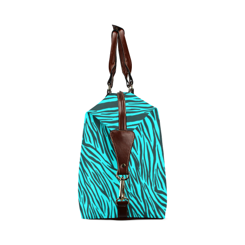 Turquoise Zebra Stripes Animal Print Fur Classic Travel Bag (Model 1643)