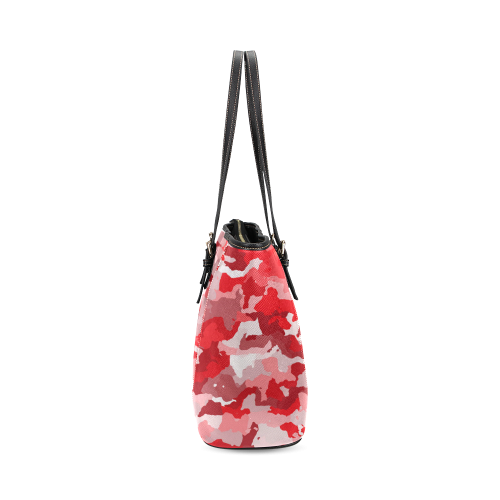 camouflage red Leather Tote Bag/Small (Model 1640)