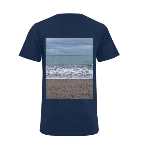 Foam on the Beach Men's V-Neck T-shirt (USA Size) (Model T10)