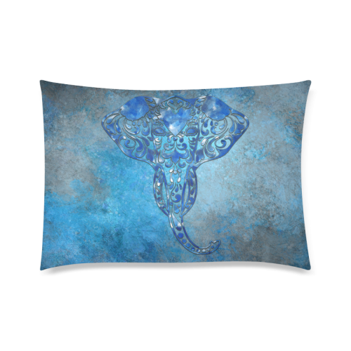 A blue watercolor elephant portrait in denim look Custom Zippered Pillow Case 20"x30" (one side)