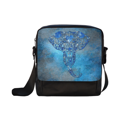 A blue watercolor elephant portrait in denim look Crossbody Nylon Bags (Model 1633)