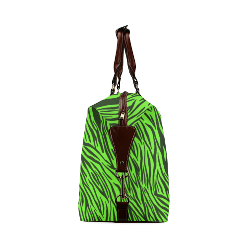 Green Zebra Stripes Animal Print Fur Classic Travel Bag (Model 1643)