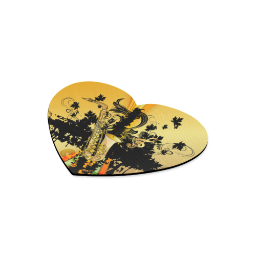 Saxophone with flowers Heart-shaped Mousepad