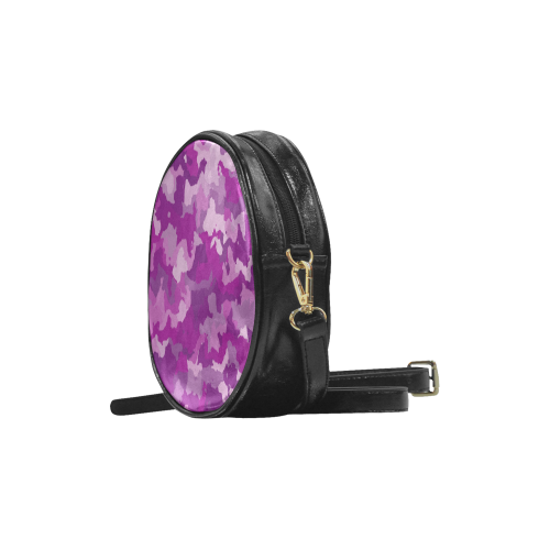 camouflage purple Round Sling Bag (Model 1647)