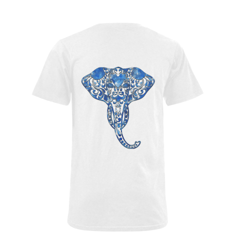 Blue Denim Elephant Men's V-Neck T-shirt (USA Size) (Model T10)