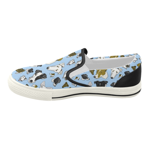 Smooth fox Terrier Lt Blue Women's Slip-on Canvas Shoes (Model 019)