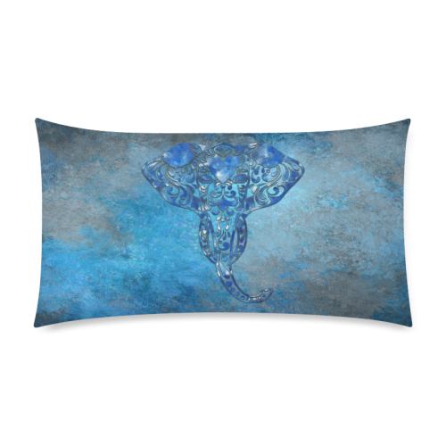 A blue watercolor elephant portrait in denim look Custom Rectangle Pillow Case 20"x36" (one side)