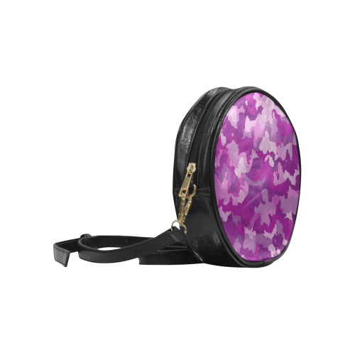 camouflage purple Round Sling Bag (Model 1647)