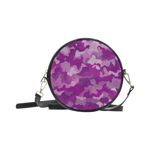 camouflage purple Round Sling Bag (Model 1647)