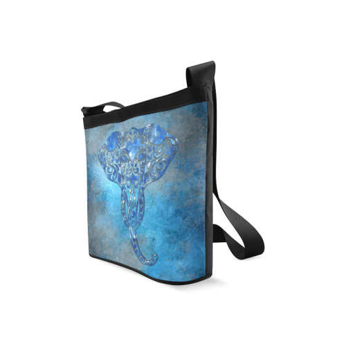 A blue watercolor elephant portrait in denim look Crossbody Bags (Model 1613)