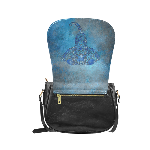 A blue watercolor elephant portrait in denim look Classic Saddle Bag/Small (Model 1648)