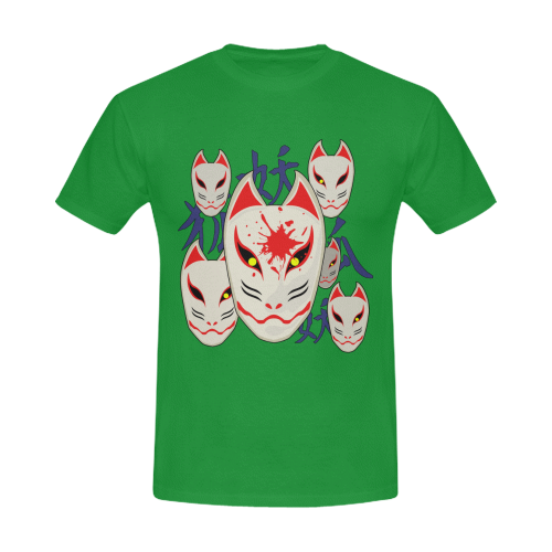 Japanese Fox Mask Men's Slim Fit T-shirt (Model T13)