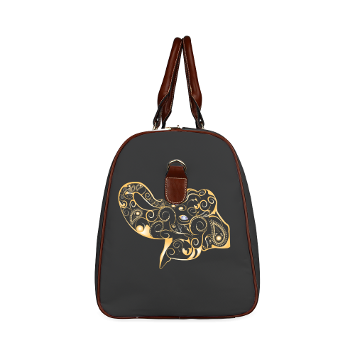 Wonderful gold, black elephant Waterproof Travel Bag/Large (Model 1639)