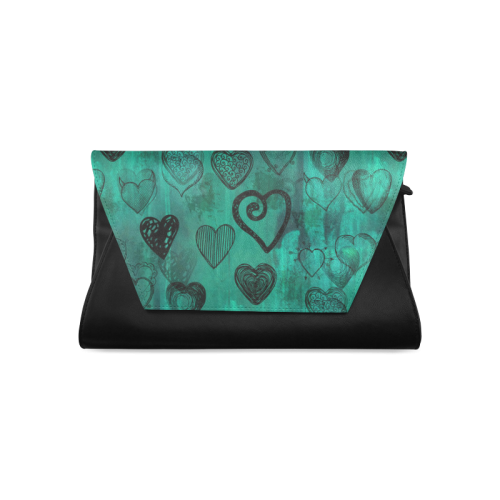 Turquoise Hearts Clutch Bag (Model 1630)