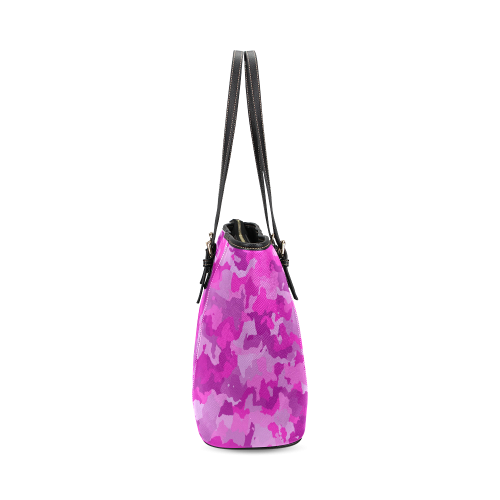 camouflage hot pink Leather Tote Bag/Large (Model 1640)