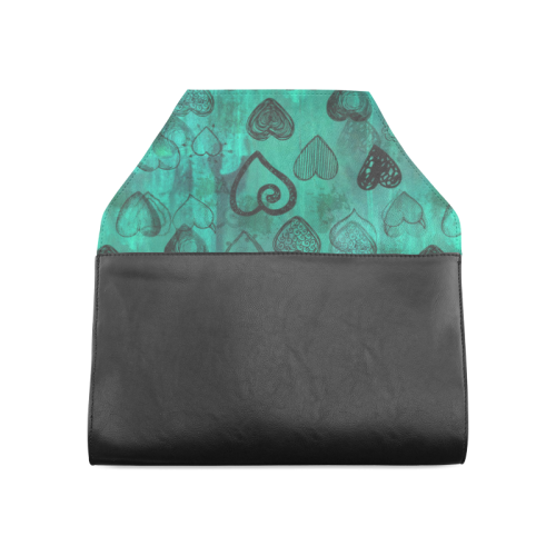 Turquoise Hearts Clutch Bag (Model 1630)