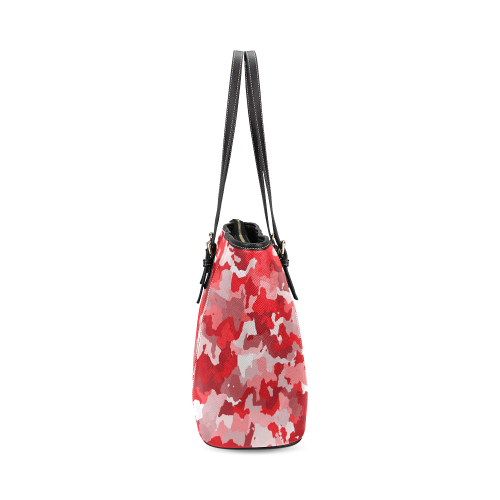 camouflage red Leather Tote Bag/Large (Model 1640)