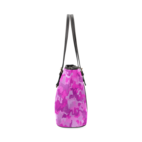 camouflage hot pink Leather Tote Bag/Large (Model 1640)